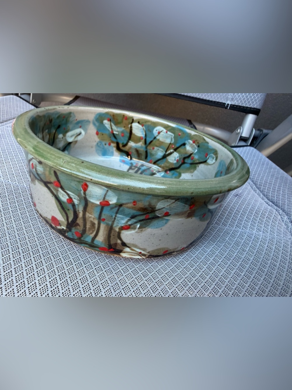 Studio Pottery Handcrafted Ceramic Bowl Signed TSJ - Tree / Blossom Design
